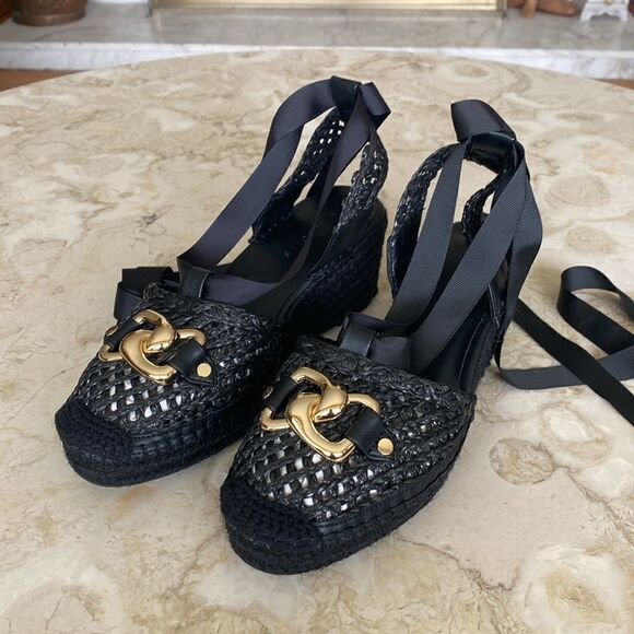 Aerosoles Scarlett Raffia Espadrille Wedge Sandal Ribbon Ankle Wrap Strap - Picture 6 of 15